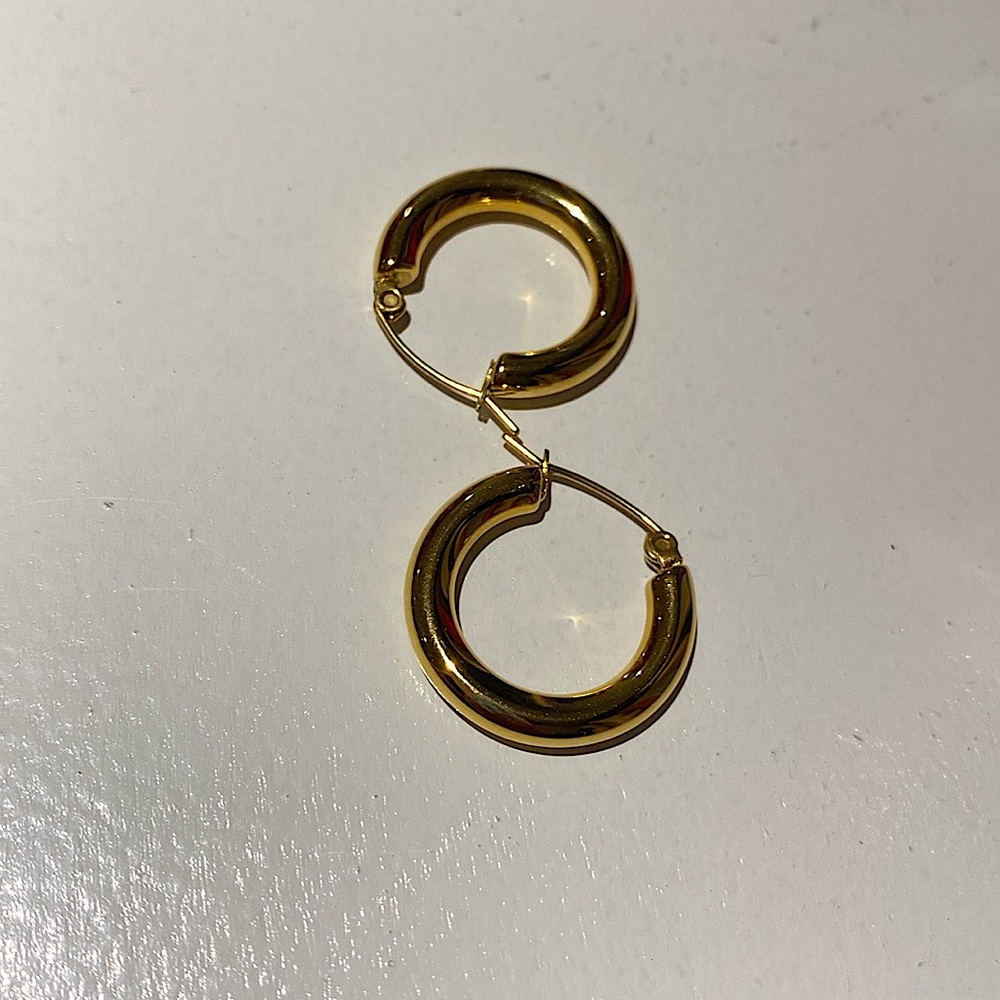 HOLIDAY SALE!! Gold Plated Hoop Earrings 22mm Vintage Style Earrings